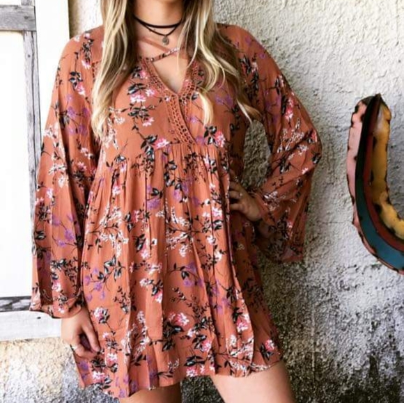 Umgee Tops - Women's long sleeve tunic shirt dress size L!